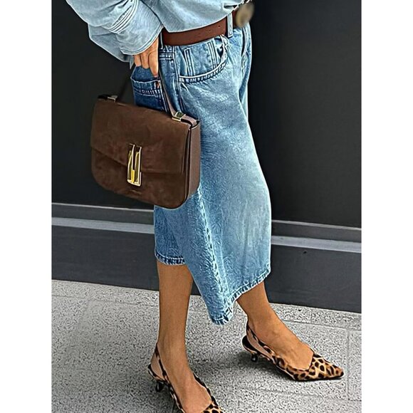 Women's High Waist Vintage Wash Denim Jeans Button Fly Casual Pants - Picture 6 of 6